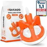 Gakago Fliesen Nivelliersystem 300-tlg. Set 2mm - Verlegehilfe für ein perfektes Fugenbild - Überlegene Reichweite für Fliesenstärken 3-18mm - Fliesenschutz durch Schon-Unterlegscheiben