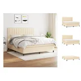 vidaXL Boxspringbett mit Matratze Creme 180x200 cm Stoff