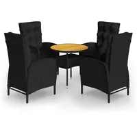 vidaXL 5-tlg Garten-Bistro-Set Poly Rattan Schwarz