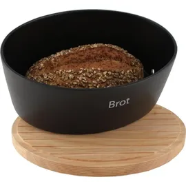 Continenta Brottopf mit Holzdeckel oval 30 cm matt schwarz