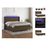 vidaXL Boxspringbett mit Matratze & LED Dunkelbraun 160x200 cm Stoff