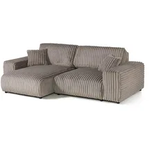 Livora Eckcouch Cord Velours 2-Sitzer Grau