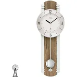 AMS 5292 Wanduhr Funk Funkwanduhr mit Pendel Pendeluhr Holz nussbaum Farben