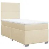 vidaXL Boxspringbett mit Matratze Creme 90x200 cm Stoff