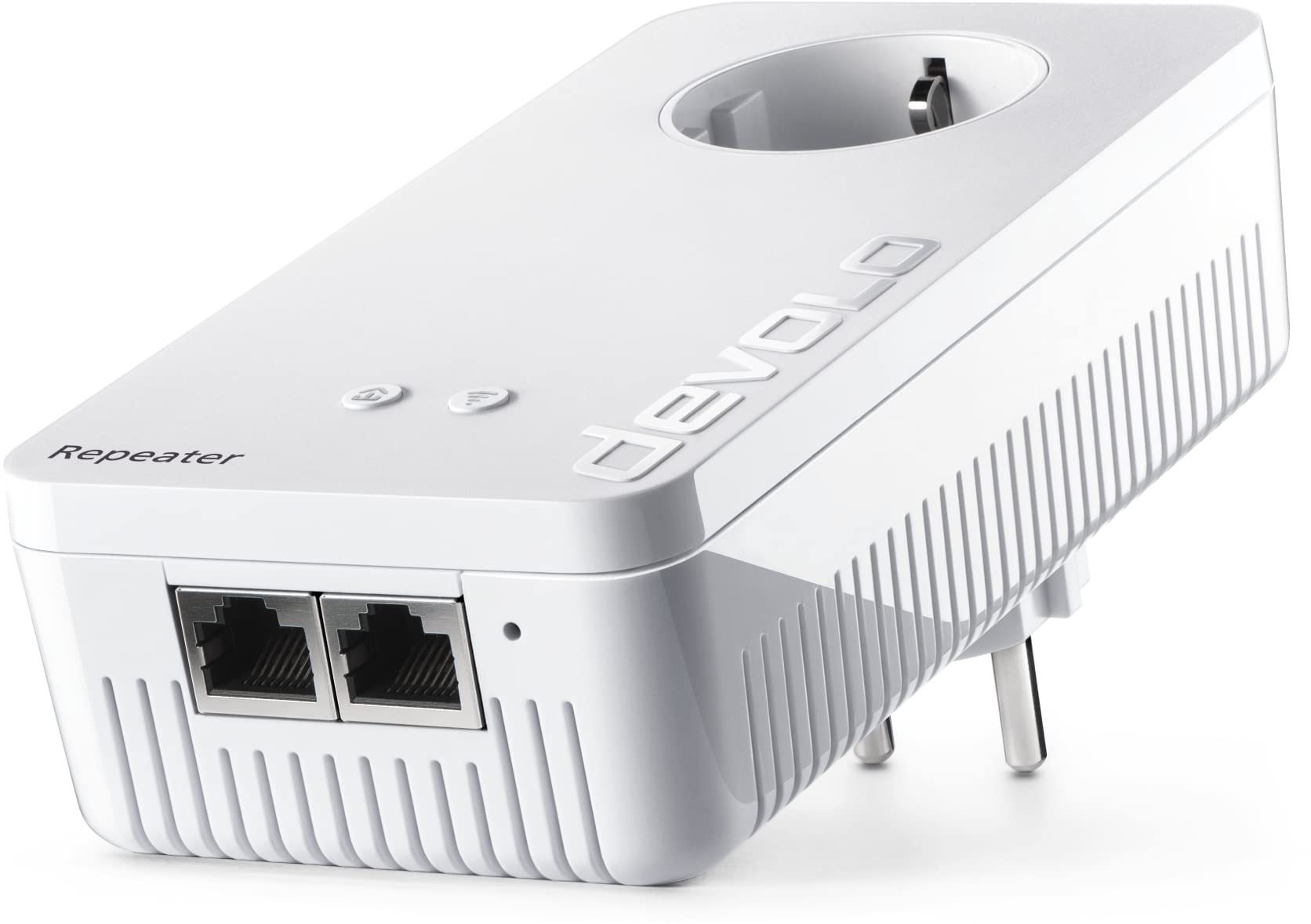Devolo 8705 WiFi Repeater+ AC - Dual-WLAN-Verstärker mit Steckdose (kompatibel mit allen Routern, 1200 Mbit/s, 2 x LAN-Ports, Ap-Modus, Zugangspunkt), Weiß