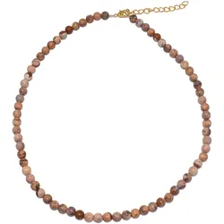 Collier FIRETTI "Schmuck Geschenk Halsschmuck Halskette Farbstein Edelstein Jaspis", braun (gelbgoldfarben, braun), Halsketten, Damen, Messing-Nylon, L: 50cm, Messing, Nylon, Made in Germany - mit Jaspis