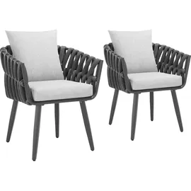 Tectake Lugano Gartenstuhl 61 x 60 x 73 cm schwarz 2 St.