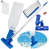 Generisch Poolsauger, Hand Poolsauger, Pool Set mit Teleskop Aluminiumstange Saugbürste Gartenschlauch-Anschluss, Netzbeuteln Sauger Vakuumsauger Venturibodensauger Reinigungsbürste Pool-Staubsauger
