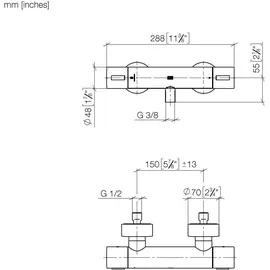 Dornbracht Brause-Thermostat für Wandmontage Platin 34442979-08
