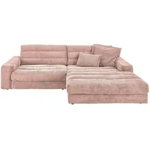 KAWOLA Ecksofa Lana Cord Recamiere rechts rosa