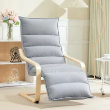 Homcom Lounge-Sessel gepolstert 67 x 105 x 114 cm Hellgrau mit verstellbarer Fußstütze