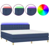 vidaXL Boxspringbett mit Matratze & LED Blau 160x200 cm Stoff