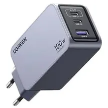 UGREEN 100W GaN Tech Nexode Pro Fast Wall Charger, 1x USB-A & 2x USB-C Space Grey (15203)