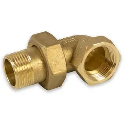 Messing Gewinde-Fitting Winkelverschraubung 90° konisch metallisch dichtend 3/8“IG-AG - schwere Ausführung