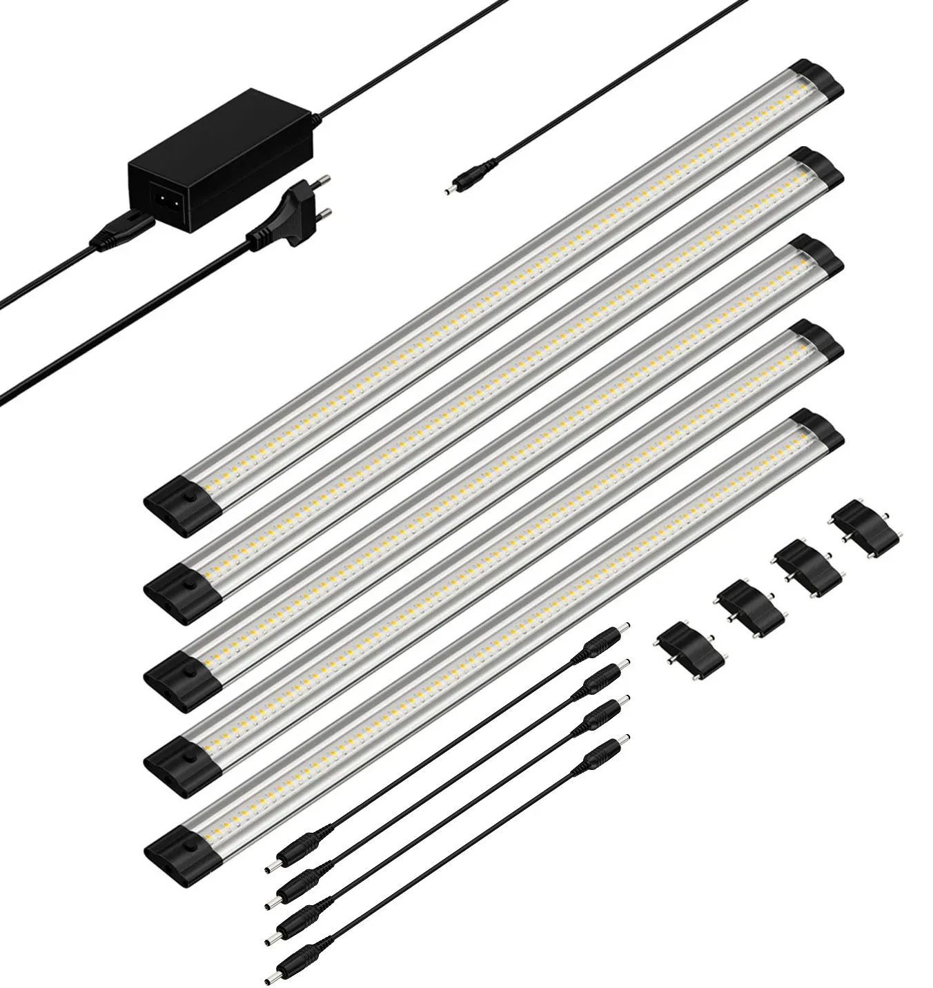 ledscom.de LED Unterbau-Leuchte SIRIS, flach, je 50cm, je 531lm, warm-weiß, 5er Set