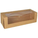 Papstar 25 Tortenkartons mit Deckel eckig 10 cm x 32 cm x 12 cm mit Sichtfenster aus PLA
