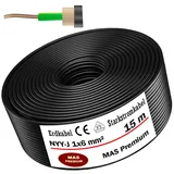 MAS-Premium® Erdkabel Deutscher Marken-Elektrokabel Ring zur Verlegung im Erd- und Außenbereich Standard Starkstromkabel (NYY-J 1x6 mm2, 15m)