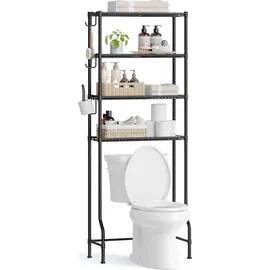 Songmics 4-stöckiges Toilettenregal, Badezimmerregal, verstellbare Ablagen - schwarz