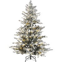 Beliani Künstlicher Weihnachtsbaum mit LED Beleuchtung schneebedeckt 180 cm weiß BRISCO