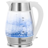 Teesa kabelloser Wasserkocher TSA1512W 1,7 l, Glas, im Betrieb beleuchtet, weiß