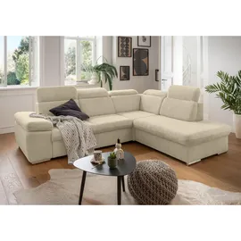 luma-home Ecksofa, Greige, Textil, 4-Sitzer, Füllung: Komfortschaum, L-Form, Eckteil, einzeln stellbar, Ottomane rechts,L-Form, 283x228 cm, Wohnzimmer, Sofas & Couches, Wohnlandschaften, Ecksofas