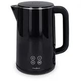 Nedis Wasserkocher - 1.7 l - Plastik - Schwarz - 50,60,70,80,90,100 °C - Temperaturanzeige - Um 360 Grad drehbar - Verdecktes Heizelement - Strix Controller - Boil-dry protection
