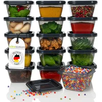 idea-station Gefrierdosen klein 16 x 100 ml - anthrazit - BPA-freie mini Vorratsdosen mit Deckel - bruchsichere kleine Dosen mit Deckel plastik - kleine Behälter zum Einfrieren