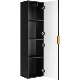 Rodan | Badmöbel | Schwarz Matt | B/H/T ca. 35/136/27 cm – Badezimmermöbel, Badezimmerschränk, Badschrank Hochschrank | 1 Softclose ... - Schwarz
