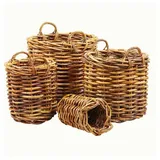 LebensWohnArt Dekokorb Dickes CL Rattan Korb CESTINO natural D45cm Griffe Pflanzkorb