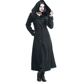 Gothicana by EMP Damen schwarzer langer Wollmantel mit großer Kapuze S - S