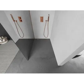 Mexen Kioto Duschtrennwand Walk-in 120 x 200 cm, Spiegel 8 mm, gebürstetes Kupfer - 800-120-101-65-50