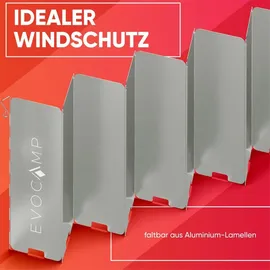 evocamp Windschutz für Gaskocher 16 Lamellen Spirituskocher Outdoor Campingkocher,