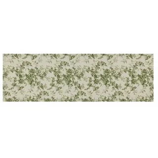 Loberon Tischläufer Mercier, Landhausstil-Muster, botanisches Design, pflegeleicht & waschbar, Küchentextilien, Tischwäsche, Tischdecke, Leinen, grün/weiß