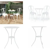 vidaXL 3 tlg. Bistro Set Aluminiumguss Weiß - Bistro-Set - Bistro-Sets - Bistrotisch Und Stuhl - Outdoor Bistro Set - Weiß