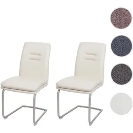 Mendler Esszimmerstuhl HWC-H70 Stoff creme-beige 2er Set