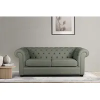Home affaire 3-Sitzer CHARENTE, optionale Schlafsofa, Chesterfield-Sofa, Bettfunktion, mit edler Knopfheftung und typischen Armlehnen, B/T/H 198/89/74 cm grün