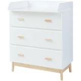 [en.casa] Wickelkommode Sarievn mit Wickelauflage 100x80x53 cm Weiß