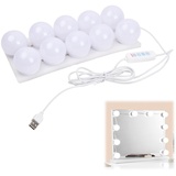 Jinlaili 10 LED Spiegelleuchte mit 3 Farbe, Hollywood-Stil Dimmbar Schminklicht, Schminktisch Leuchte, Makeup Lampe, Make Up Licht, Schminkleuchte, Spiegellampe für Kosmetikspiegel, Badzimmer Spiegel