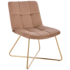 Svita Loungesessel Cocktailsessel Clubsessel Polsterstuhl ohne Armlehnen Goldene Beine Samt-Polster Beige,