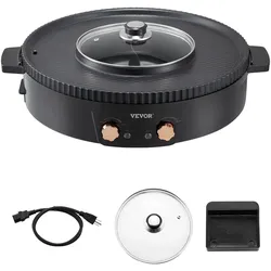 VEVOR Hot Pot mit Grill 1800W 2 in 1 Elektrischer Rauchfreier Grill BBQ Grill