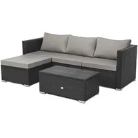 Svita Queens Polyrattan Lounge Eck-Sofa Gartenmöbel Haube Set Schwarz