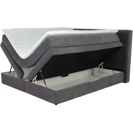 Jockenhöfer Boxspringbett JOCKENHÖFER GRUPPE "Amy", grau (grau 426, 09), L:217cm, Bezug Bett: Cordstoff (100% Polyester);Topper und Matratzenspiegel: 100% Polyester, Komplettbetten, Boxspringbett, mit Bettkasten und Kaltschaum-Topper, erhältlich in 140 & 180cm