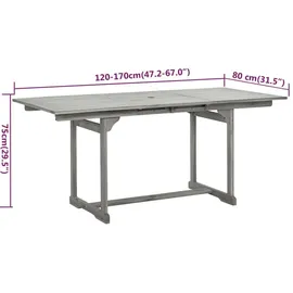 vidaXL Garten-Essgruppe 7-tlg. grau 47278