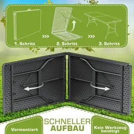tillvex Campingtisch 180x75cm Klappbar Schwarz