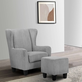 Home Affaire »Chilly, Sessel mit Federkern-Polsterung,«, (Set, 2 St., bestehend aus Sessel und Hocker), grau
