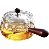 Wedhapy Teekanne mit Infuser 580 ml/19,6 oz Borosilikatglas Teekanne mit 360 ° rotierender Teehersteller blühen & lose Blatt Japanische Teekessel mit Holzgriff Tee Infuser Pot Glass Tee Infuser Japa