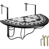 Tectake tectake® Balkontisch, Stahl, Mosaik und Zement, massive Platte, 75 x 65 x 62 cm
