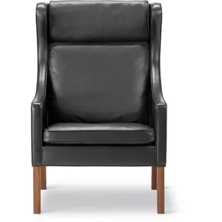 Fredericia Mogensen 2204 Wing Chair, walnuss geölt / leder primo 88 schwarz