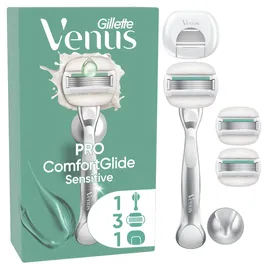 Gillette Comfortglide Sensitive Rasierer + 3 Klingen