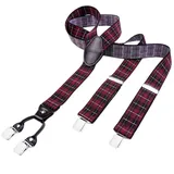 DonDon Hosenträger für Herren 3,5 cm breit 4 Clips mit braunem Leder längenverstellbar (1-St) Y-Form, verstellbar mit Clipverschluß, elastisch rot|schwarz